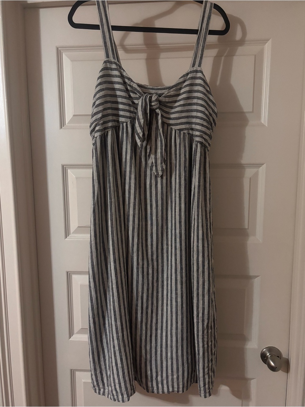 striped linen midi dress